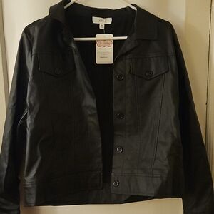 NWT Cerule Classic Black Faux Leather Jacket - Women's Medium